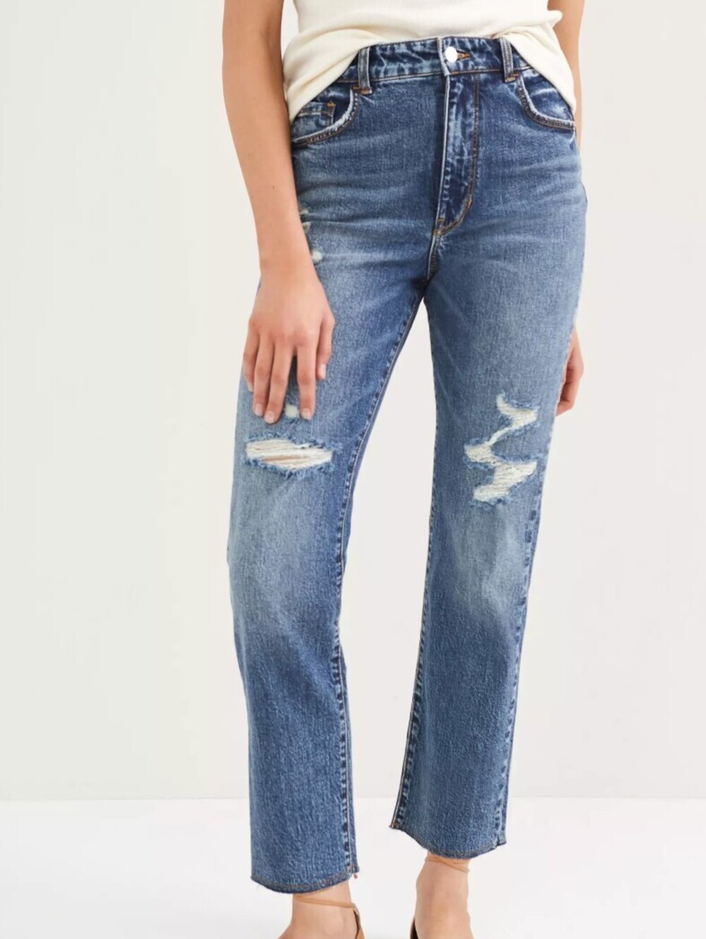 Pilcro by Anthropologie The Vintage Straight Distressed Denim Jeans - Size - 27